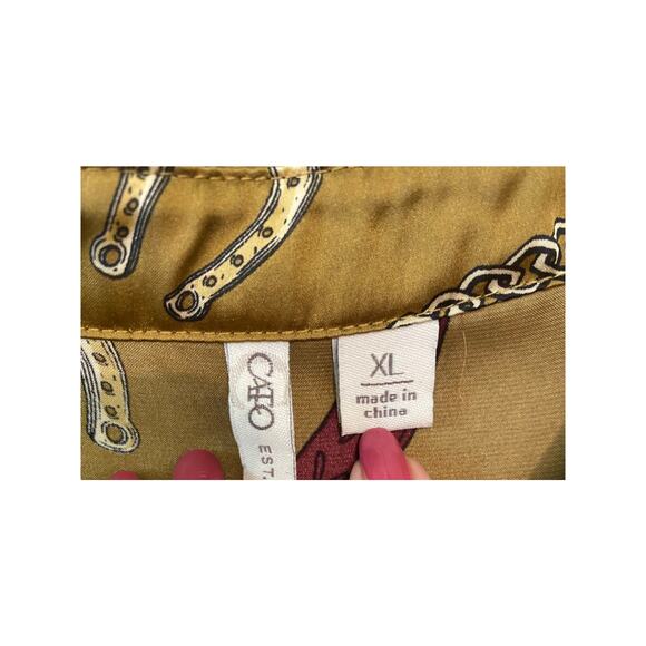 Cato Equestrian Western Silky Button-Down Long‎ Sleeve Collared Blouse XL - Picture 8 of 12